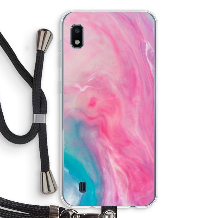 Roze explosie: Samsung Galaxy A10 Transparant Hoesje met koord