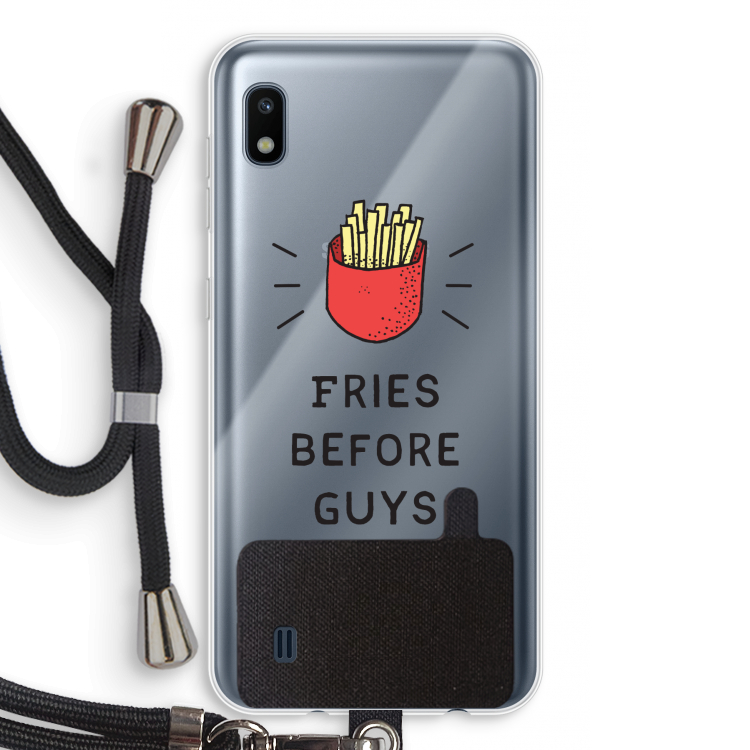 Fries before guys: Samsung Galaxy A10 Transparant Hoesje met koord