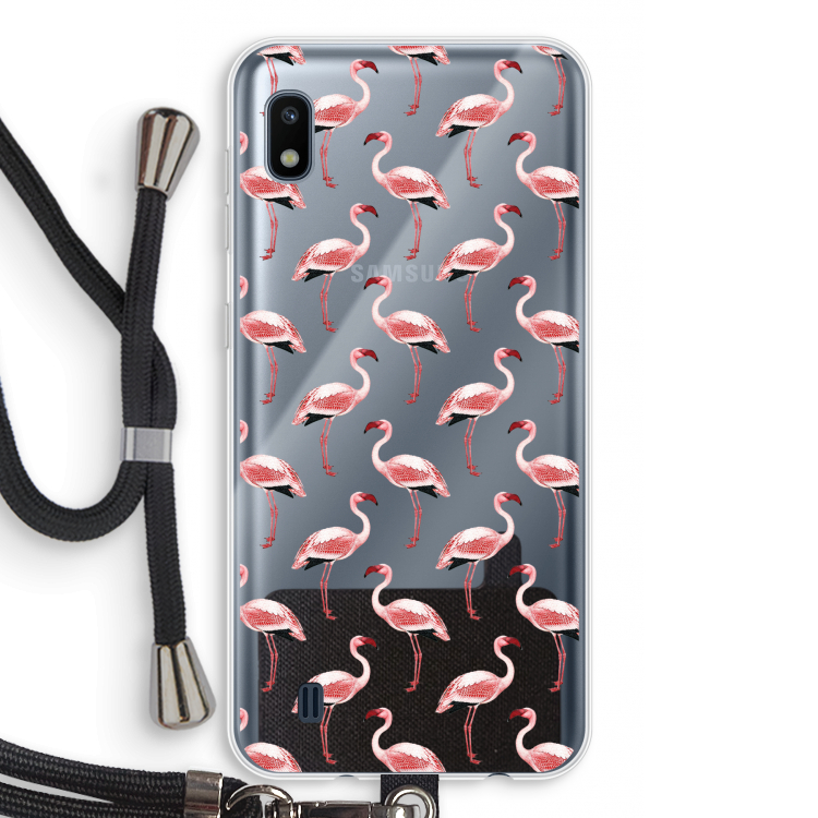Flamingoprint groen: Samsung Galaxy A10 Transparant Hoesje met koord