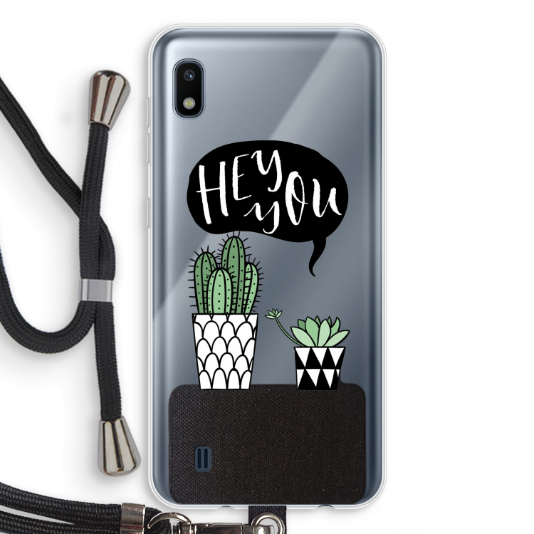 Hey you cactus: Samsung Galaxy A10 Transparant Hoesje met koord