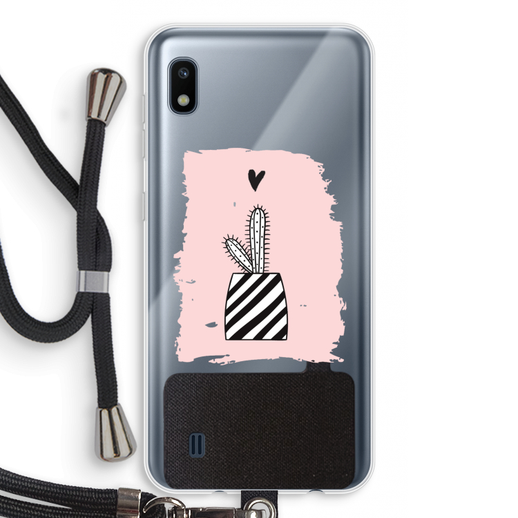 Zwart-wit cactus: Samsung Galaxy A10 Transparant Hoesje met koord