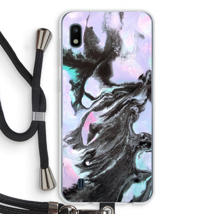Pastel zwart: Samsung Galaxy A10 Transparant Hoesje met koord