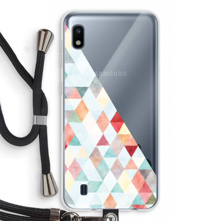 Gekleurde driehoekjes pastel: Samsung Galaxy A10 Transparant Hoesje met koord