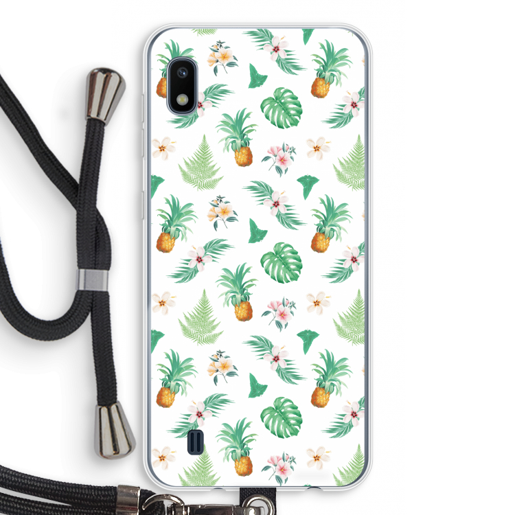 Ananas bladeren: Samsung Galaxy A10 Transparant Hoesje met koord