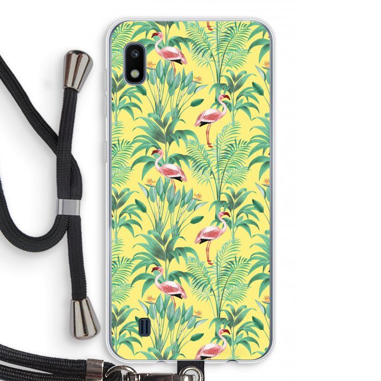 Flamingo party: Samsung Galaxy A10 Transparant Hoesje met koord