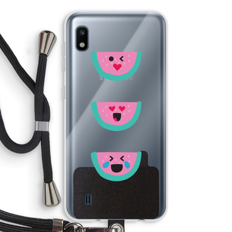Smiley watermeloen: Samsung Galaxy A10 Transparant Hoesje met koord