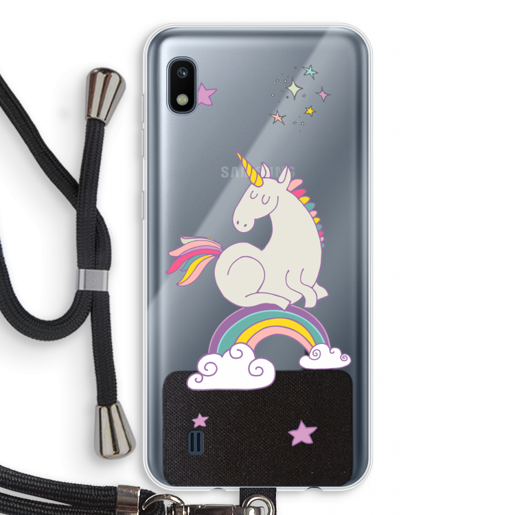Regenboog eenhoorn: Samsung Galaxy A10 Transparant Hoesje met koord