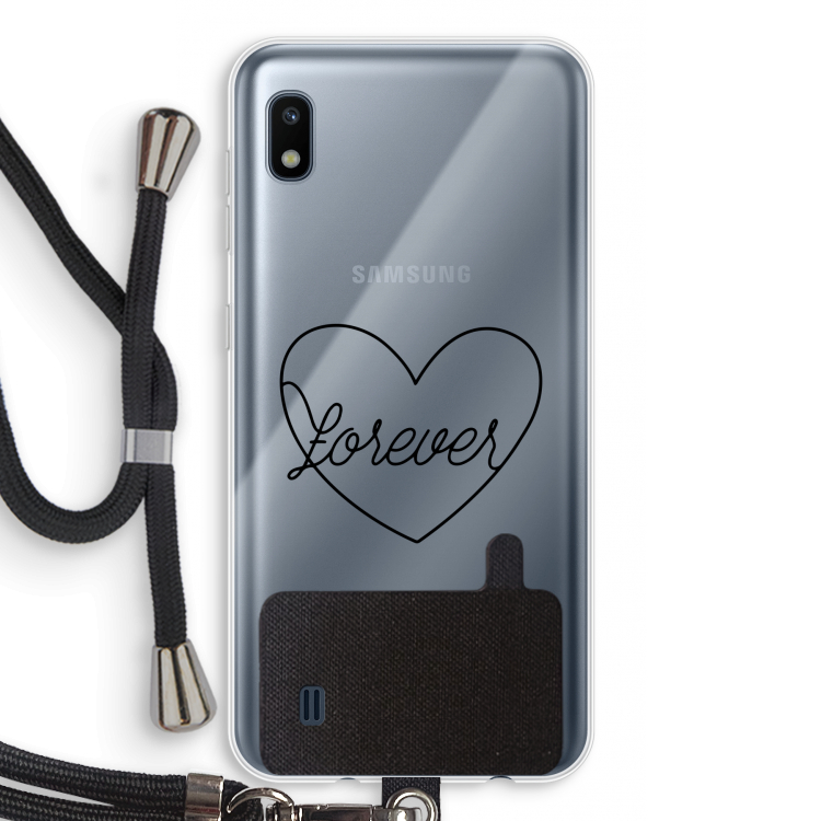 Forever heart black: Samsung Galaxy A10 Transparant Hoesje met koord