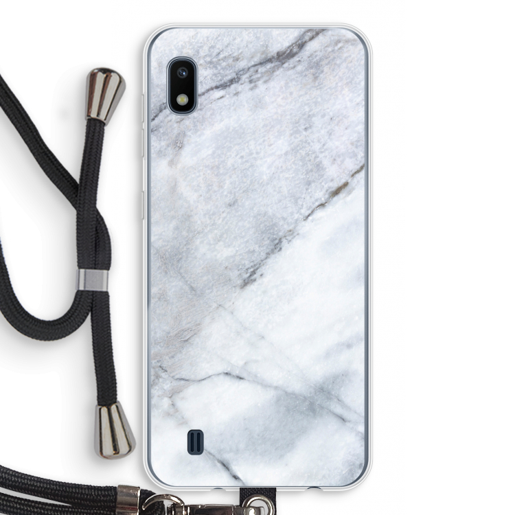 Witte marmer: Samsung Galaxy A10 Transparant Hoesje met koord
