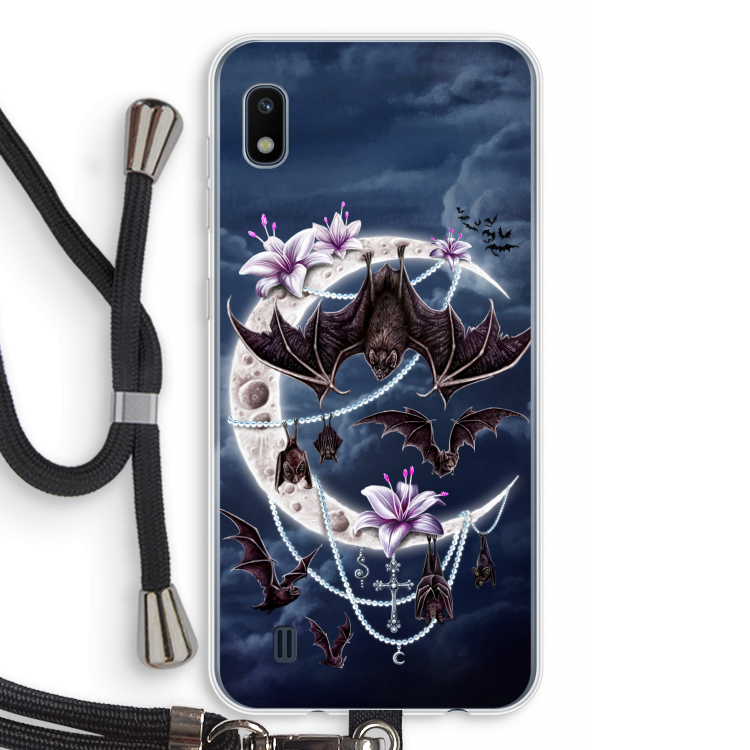 Vleermuizen Maan: Samsung Galaxy A10 Transparant Hoesje met koord
