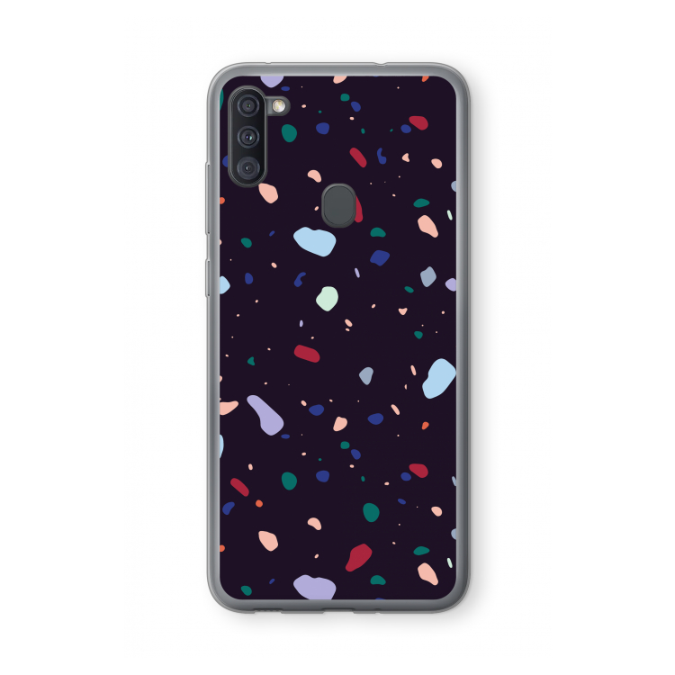 Dark Rounded Terrazzo: Samsung Galaxy A11 Transparant Hoesje