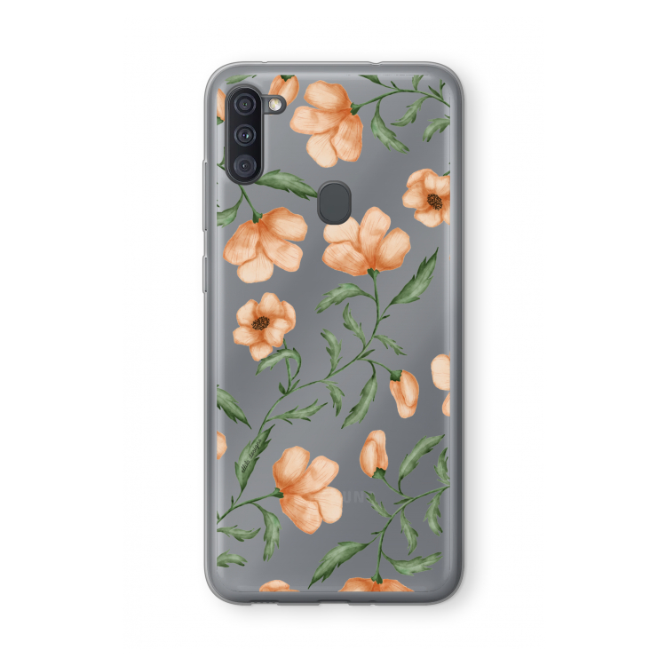 Peachy flowers: Samsung Galaxy A11 Transparant Hoesje