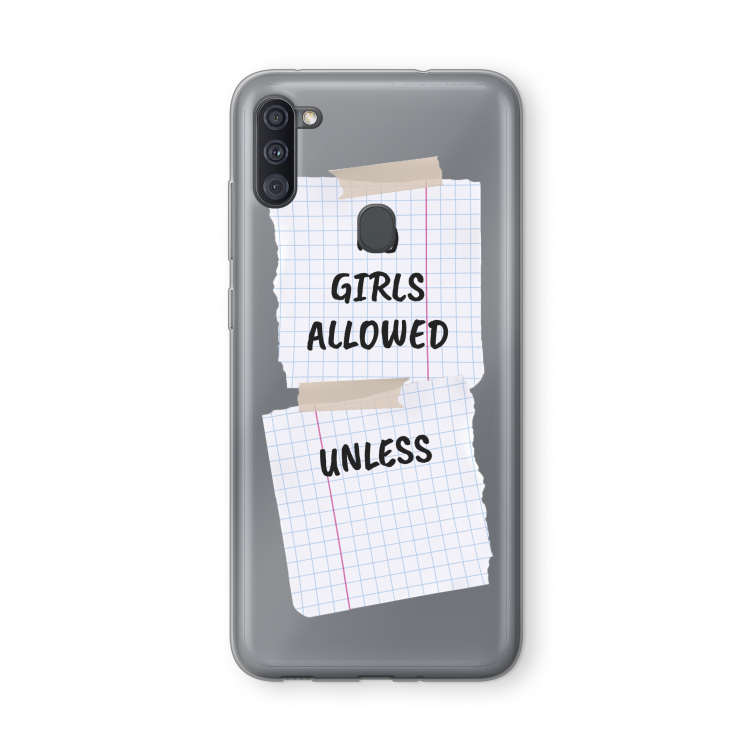 No Girls Allowed Unless: Samsung Galaxy A11 Transparant Hoesje
