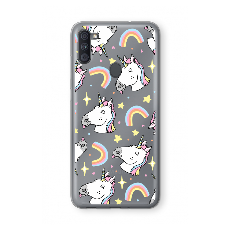 Rainbow Unicorn: Samsung Galaxy A11 Transparant Hoesje