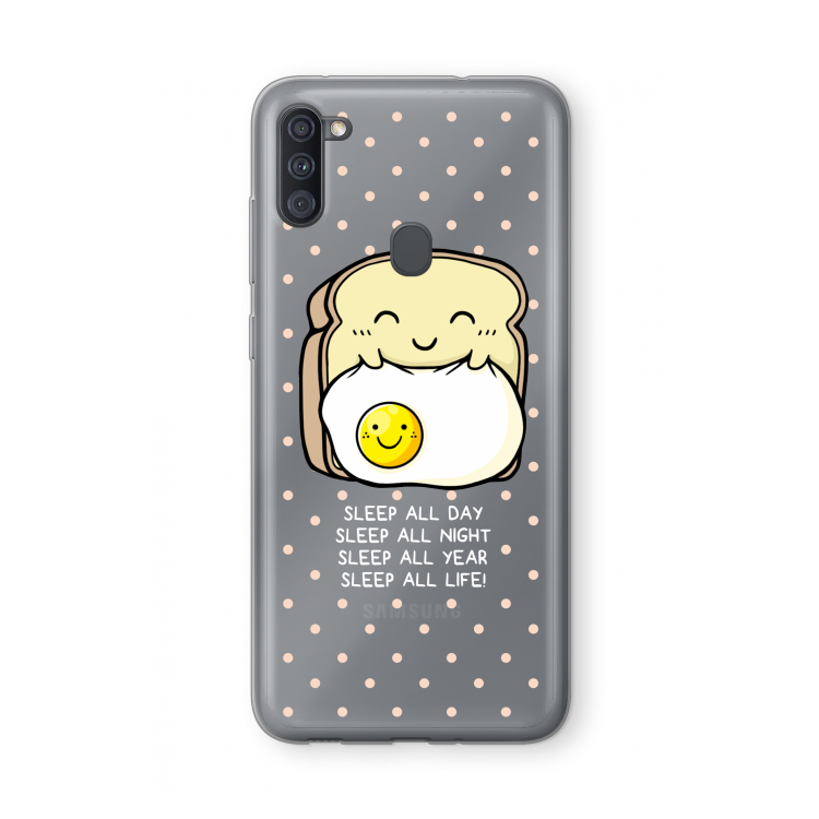 Sleep All Day: Samsung Galaxy A11 Transparant Hoesje