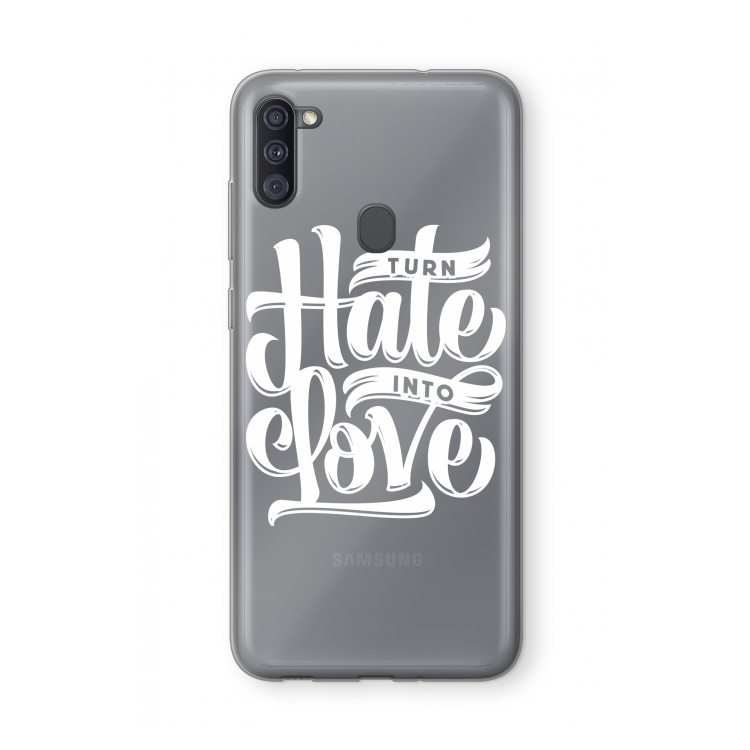 Turn hate into love: Samsung Galaxy A11 Transparant Hoesje
