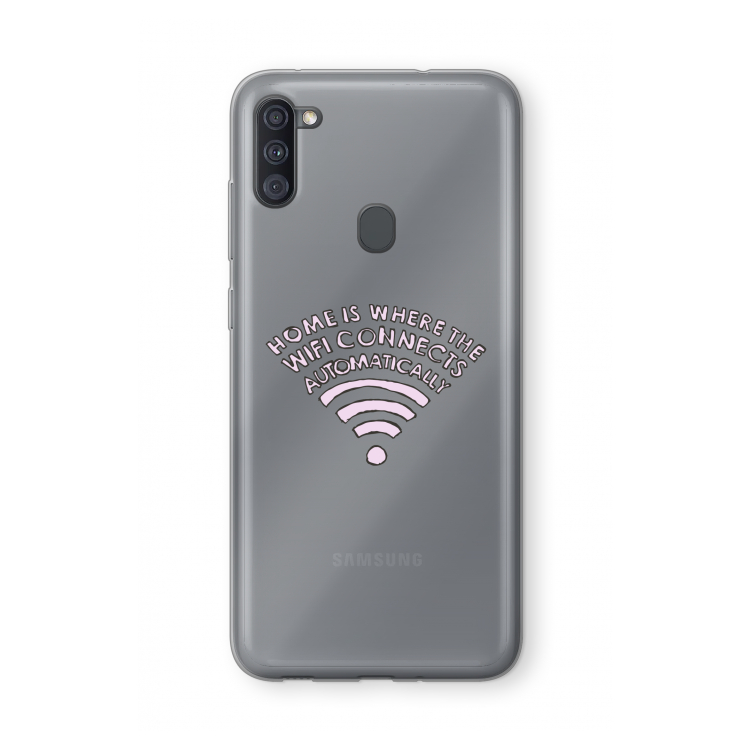 Home Is Where The Wifi Is: Samsung Galaxy A11 Transparant Hoesje
