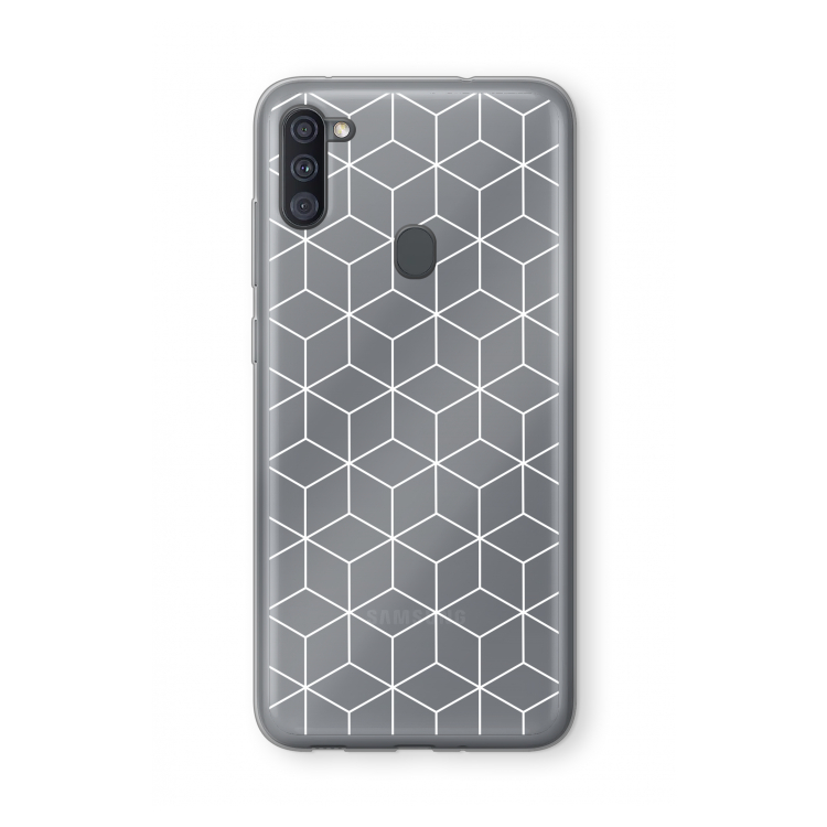 Zwart-witte kubussen: Samsung Galaxy A11 Transparant Hoesje