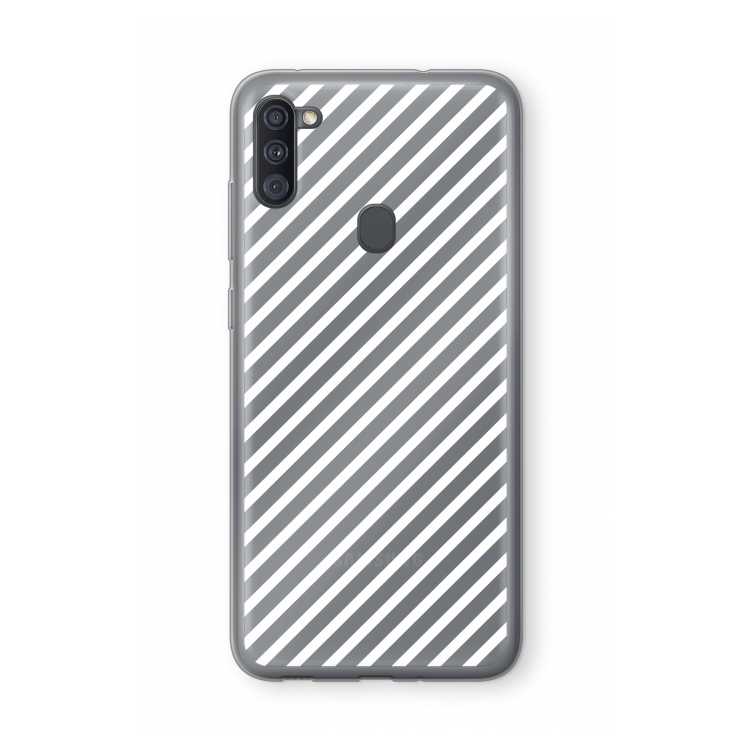 Strepen zwart-wit: Samsung Galaxy A11 Transparant Hoesje