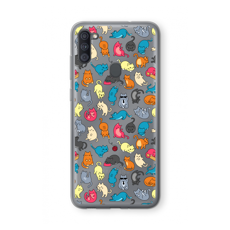 Kleurrijke katten: Samsung Galaxy A11 Transparant Hoesje