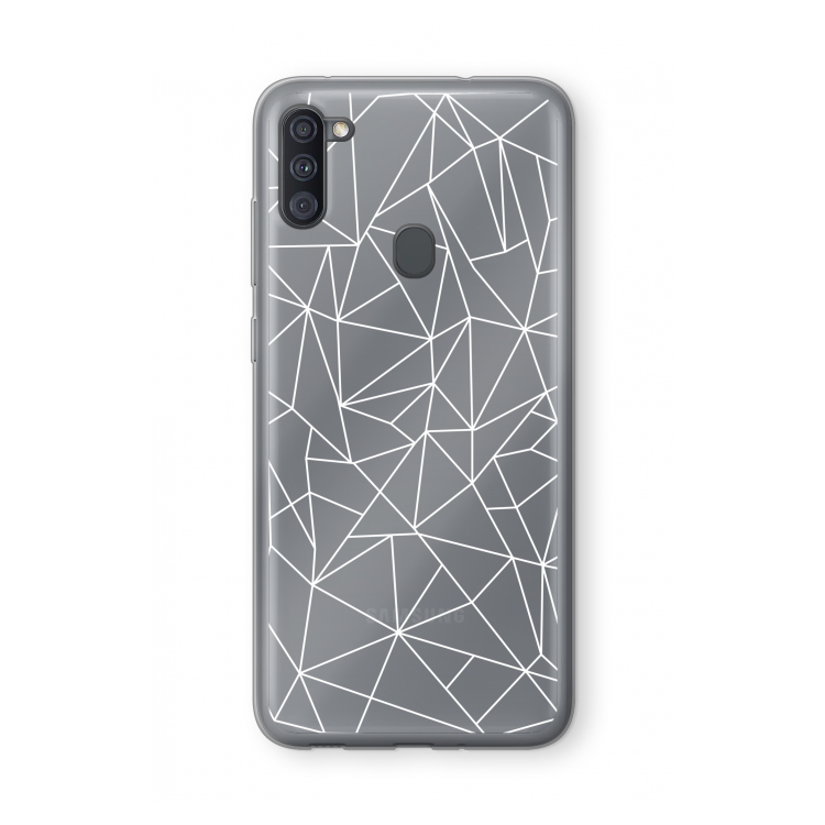 Geometrische lijnen wit: Samsung Galaxy A11 Transparant Hoesje