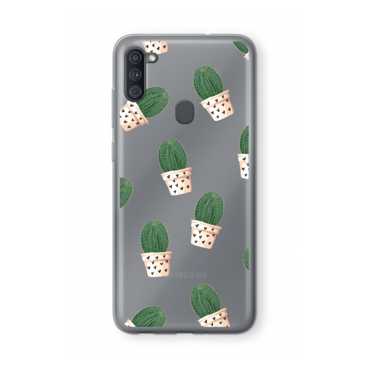 Cactusprint roze: Samsung Galaxy A11 Transparant Hoesje