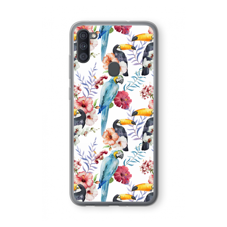 Bloemen tukan: Samsung Galaxy A11 Transparant Hoesje