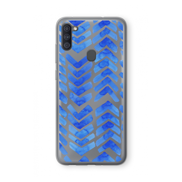 Blauwe pijlen: Samsung Galaxy A11 Transparant Hoesje