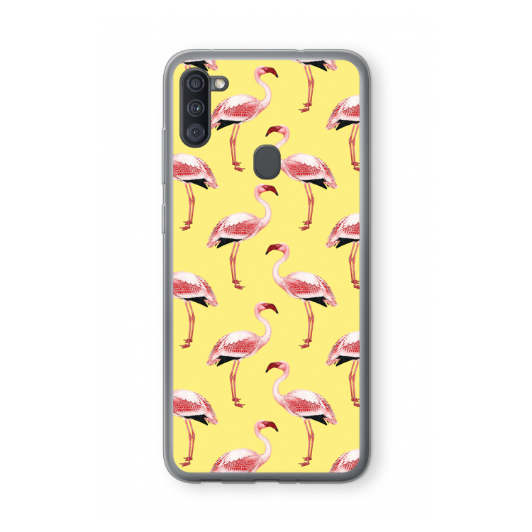 Flamingo's geel: Samsung Galaxy A11 Transparant Hoesje