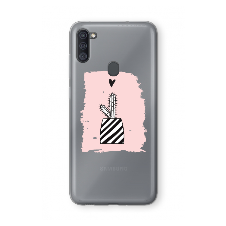 Zwart-wit cactus: Samsung Galaxy A11 Transparant Hoesje
