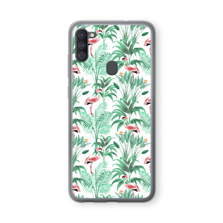 Flamingo bladeren: Samsung Galaxy A11 Transparant Hoesje