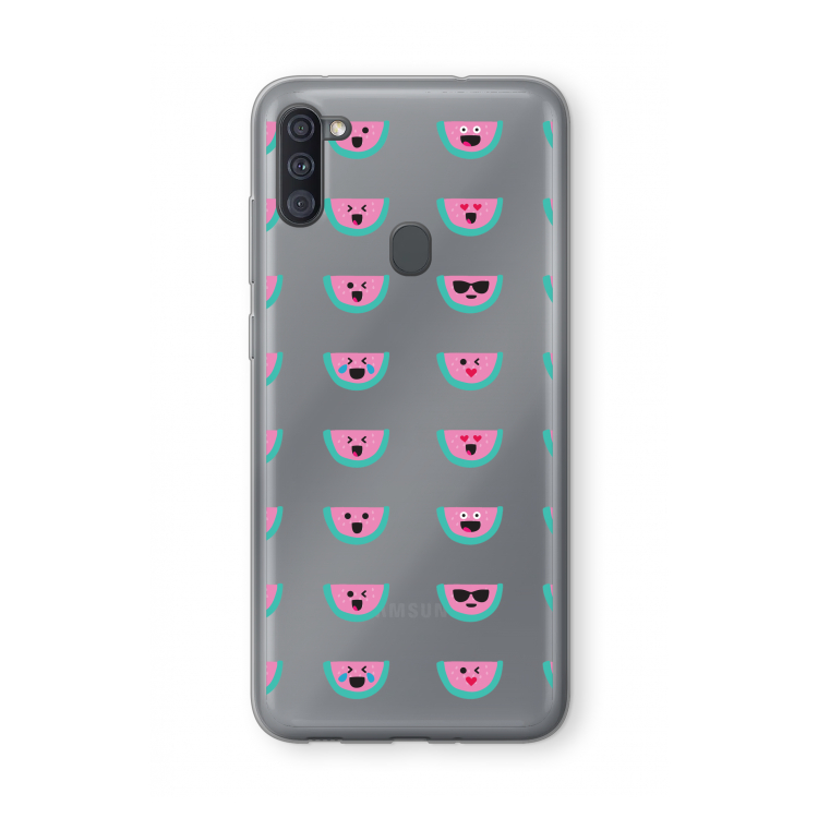 Smiley watermeloenprint: Samsung Galaxy A11 Transparant Hoesje