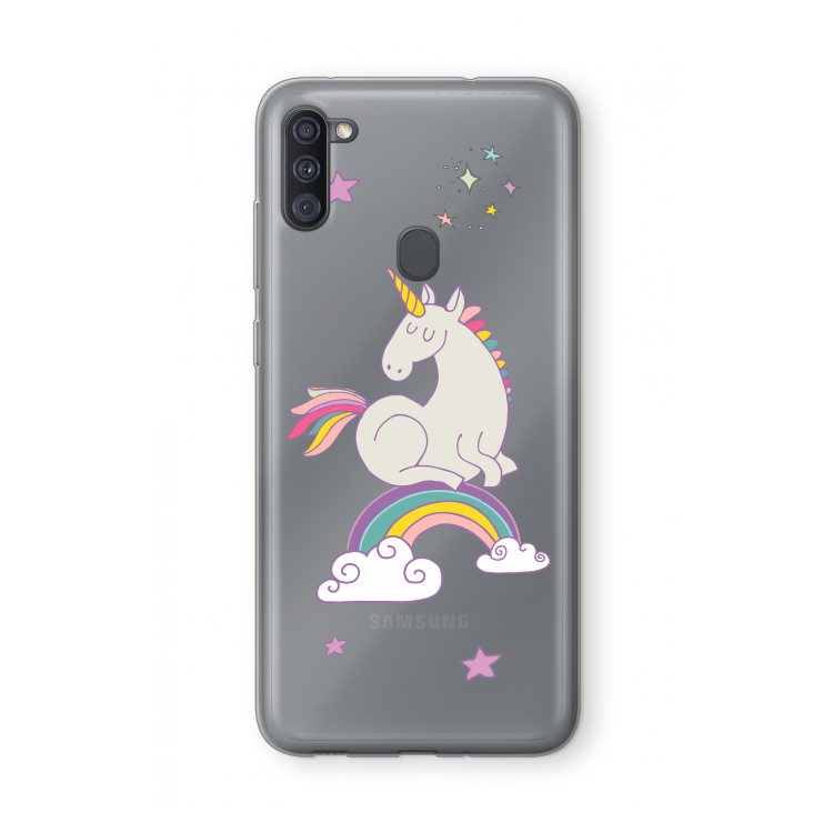 Regenboog eenhoorn: Samsung Galaxy A11 Transparant Hoesje
