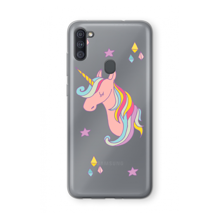 Roze eenhoorn: Samsung Galaxy A11 Transparant Hoesje