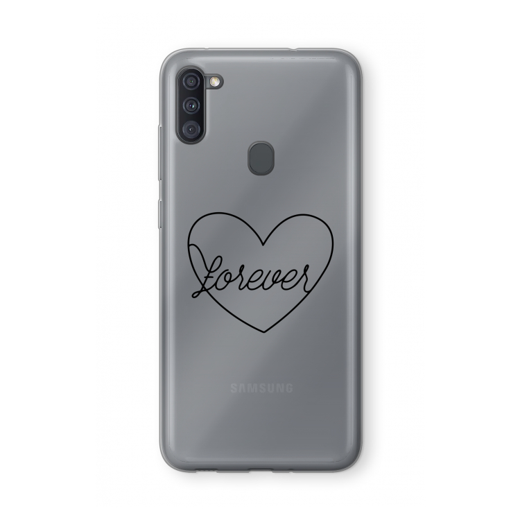 Forever heart black: Samsung Galaxy A11 Transparant Hoesje