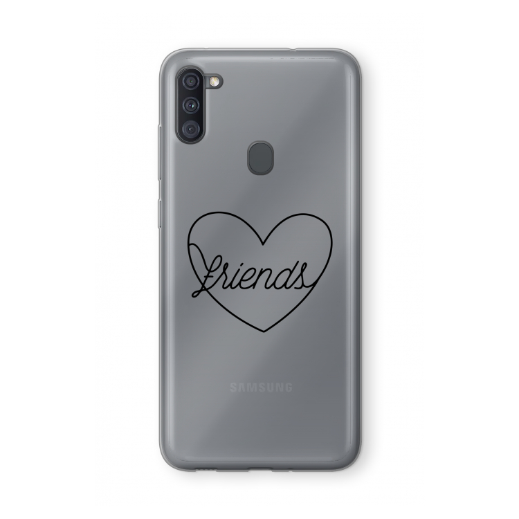 Friends heart black: Samsung Galaxy A11 Transparant Hoesje