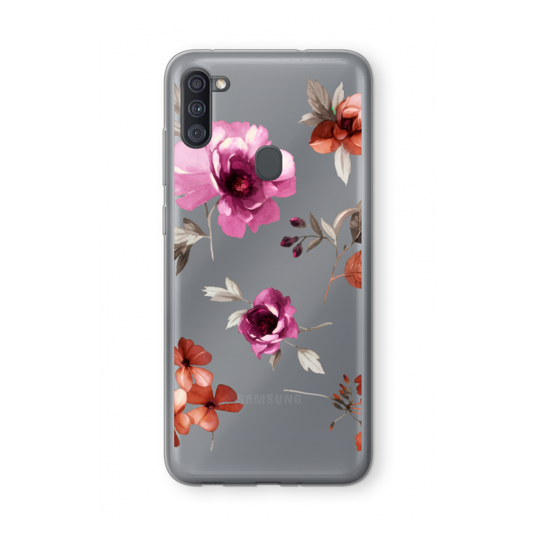 Geschilderde bloemen: Samsung Galaxy A11 Transparant Hoesje