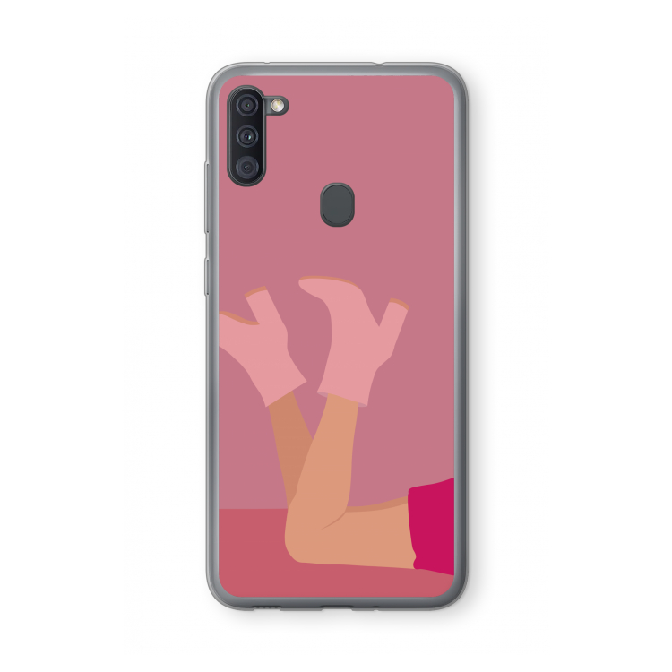 Pink boots: Samsung Galaxy A11 Transparant Hoesje