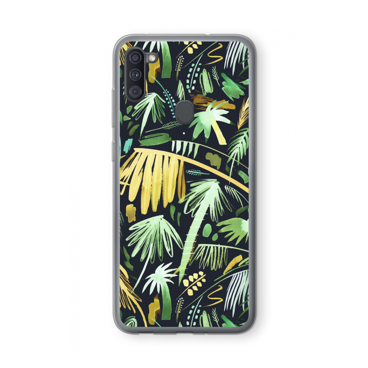 Tropical Palms Dark: Samsung Galaxy A11 Transparant Hoesje