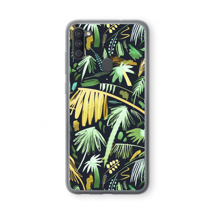 Tropical Palms Dark: Samsung Galaxy A11 Transparant Hoesje