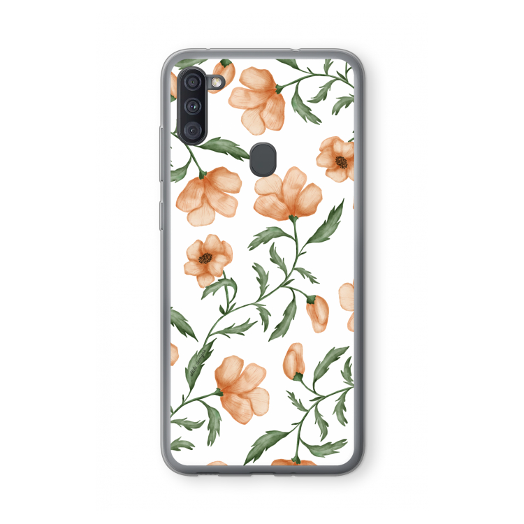 Peachy flowers: Samsung Galaxy A11 Transparant Hoesje