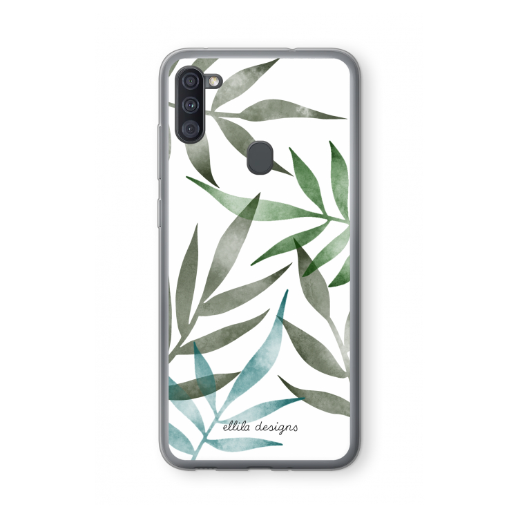 Tropical watercolor leaves: Samsung Galaxy A11 Transparant Hoesje