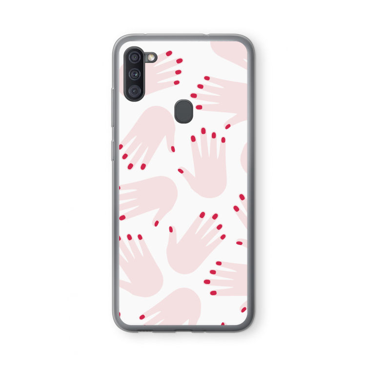 Hands pink: Samsung Galaxy A11 Transparant Hoesje
