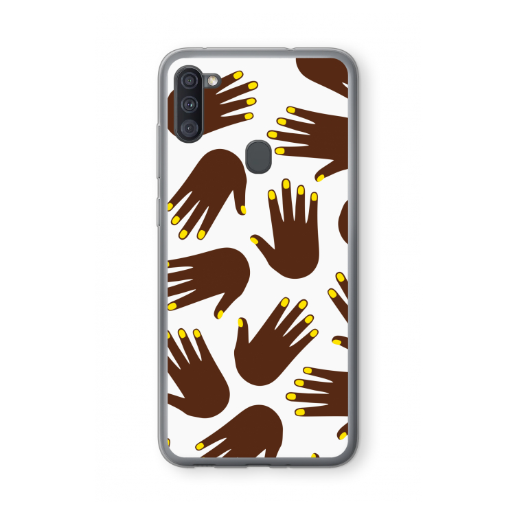 Hands dark: Samsung Galaxy A11 Transparant Hoesje