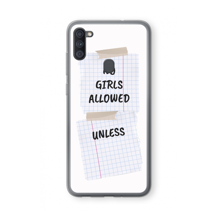 No Girls Allowed Unless: Samsung Galaxy A11 Transparant Hoesje