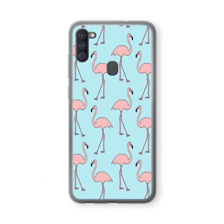 Anything Flamingoes: Samsung Galaxy A11 Transparant Hoesje