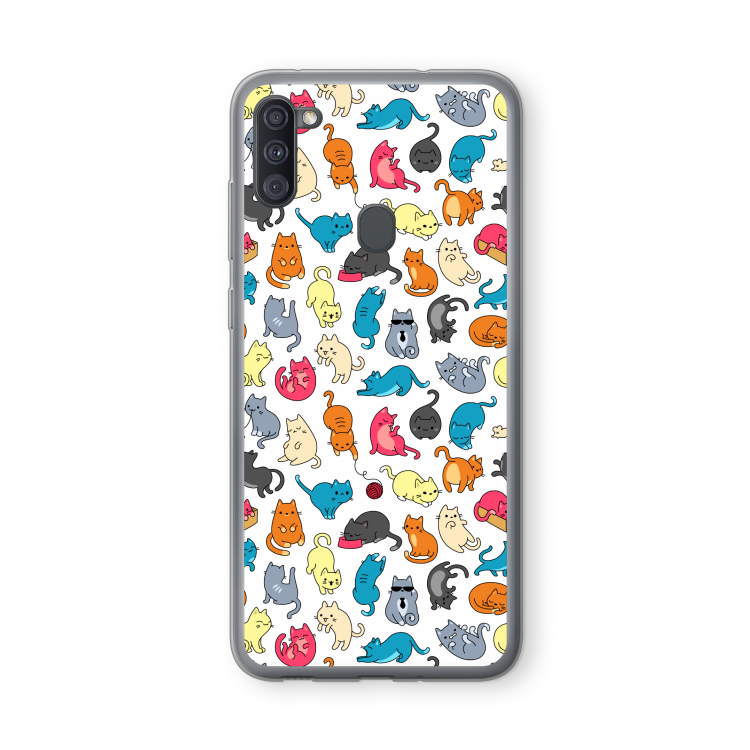 Kleurrijke katten: Samsung Galaxy A11 Transparant Hoesje