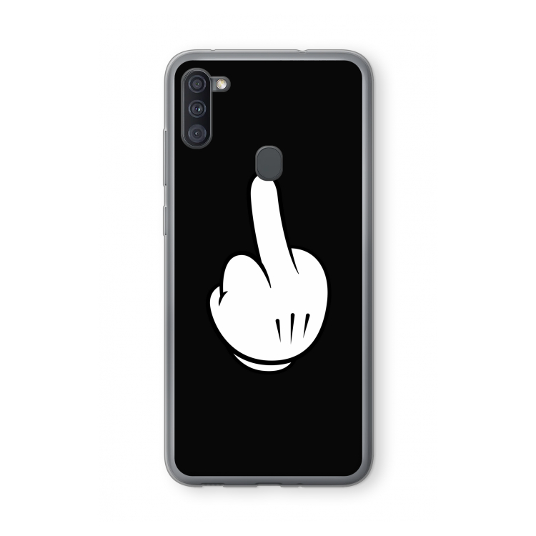 Middle finger black: Samsung Galaxy A11 Transparant Hoesje