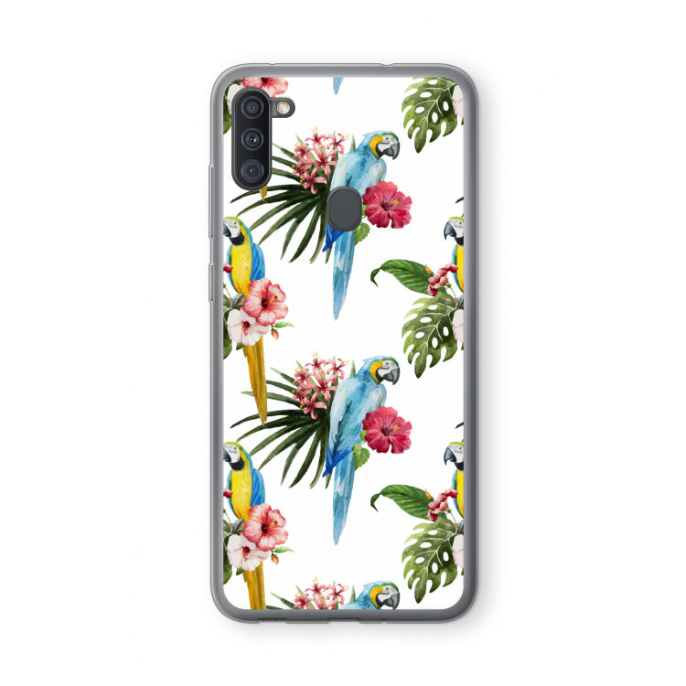 Kleurrijke papegaaien: Samsung Galaxy A11 Transparant Hoesje