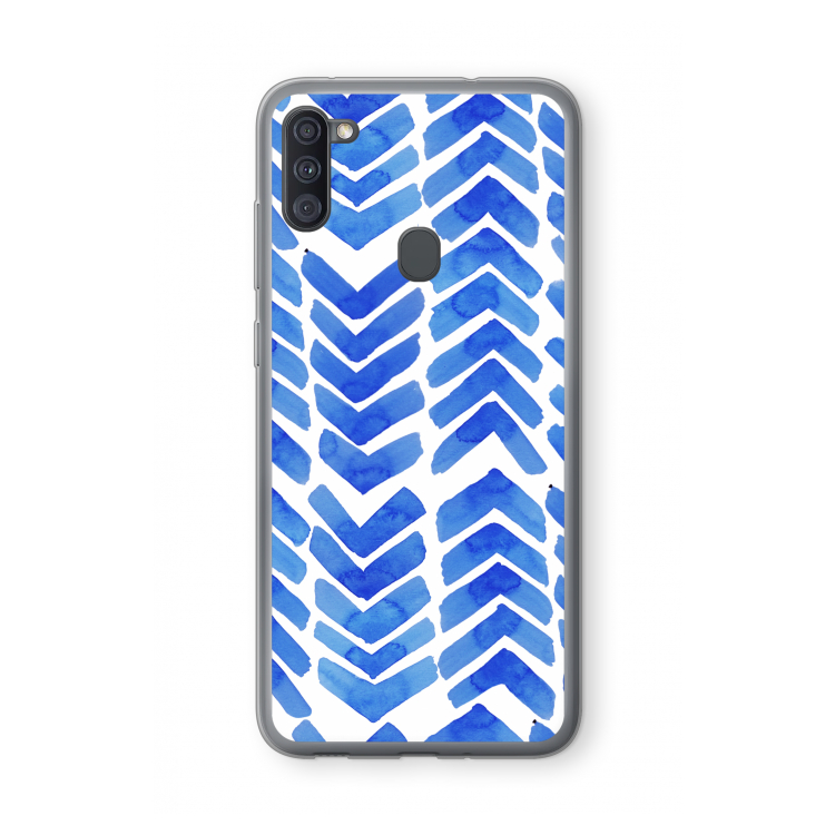 Blauwe pijlen: Samsung Galaxy A11 Transparant Hoesje